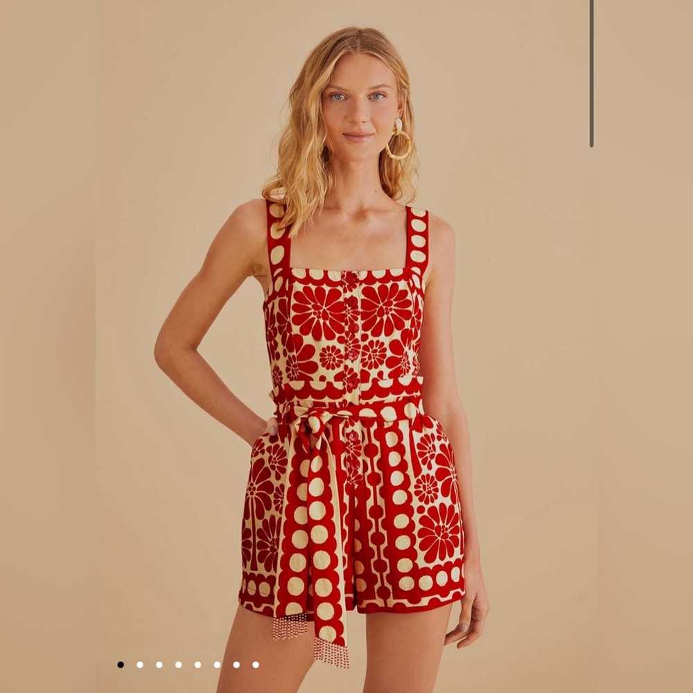 Farm Rio - Red Palermo Sleeveless Romper